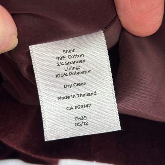 Talbots Velvet Blazer Jacket Women's 12P Burgundy Brown Peplum Holiday Party - Picture 5 of 8